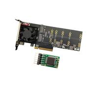 NONDK Tarjeta de Expansión PLX8747 NVMe PCIe3.0 X8 de 4 Bahías con Soportes Plug & Play de Media / Admite SSD M.2 con Ventilador A