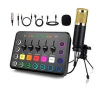 NONDK Tarjeta de Sonido en de 48 V F11, Mezclador de 5 Canales para Transmisión de Audio, Estudio para Transmisión de Audio.