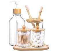 NONDK Tarro de Contenedor para Bolas de Algodón, Soporte para, Soporte Transparente para Cepillos de Dientes