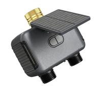 NONDK Temporizador de Riego Solar WIFI de 2 Salidas, de Riego Automático, Temporizador de Agua para Exteriores, Impermeable IPX6.