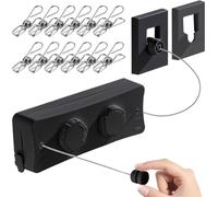 NONDK Tendedero Retráctil de Alta Resistencia, con Doble Cuerda de Acero Inoxidable 304 (20 Kg), 5 M (16,7 Pies) de Longitud, Diseño Anti-Hundimiento para Interiores y Exteriores.