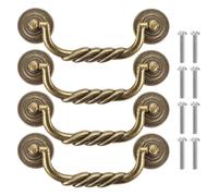 NONDK Tiradores Centrales para Cajones de 4,5'' CC, Manijas Oscilantes de Bronce Antiguo para Perillas de Gabinetes de Cómoda, Manija de Latón de Estilo Vintage