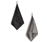 NONDK Toallas de Golf de Microfibra de Secado Rápido con Clip de Mosquetón, Juego de 2 en Negro y Gris