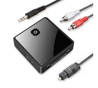 NONDK Transmisor y Receptor Bluetooth 5.0 con Adaptador de Audio Inalámbrico Óptico Auxiliar de 3,5 mm para PC, TV, Altavoz de Coche.