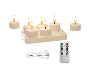 NONDK Velas de Té Recargables A Batería, Sin Llama, con Estación de Carga, 6 Unidades, Control Remoto, Función de Temporizador Incluida