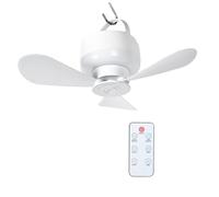 NONDK Ventilador de Camping 2 en 1 con Luz LED, Ventilador Portátil Recargable A Batería con Control Remoto para Tienda, Viaje, BBQ A