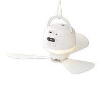 NONDK Ventilador de Camping Recargable por USB, Ventilador de Tienda de Campaña con Control Remoto, Luz LED, 5 Velocidades, Temporizador, Ventilador de Techo Portátil para Camping