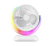 NONDK Ventilador USB Giratorio de Escritorio, Ventilador de 3 Velocidades, Luz, Miniventilador Personal para Dormitorio, Hogar, Oficina, Escritorio, Viajes