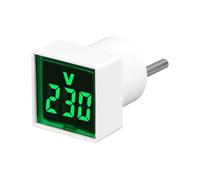 NONDK Voltímetro Digital Cuadrado AC220V, Comprobador de Voltaje Cuadrado con Pantalla LED y Luz Indicadora, Enchufe UE Verde