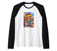 None Stop New York City Teddy Bear Playing Street Basketball Camiseta Manga Raglan