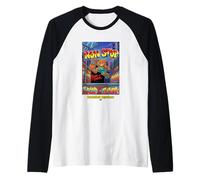 None Stop Teddy Bear Playing Basketball Illustration Graphic Camiseta Manga Raglan