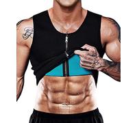 NonEcho Chaleco de sauna para hombre, ropa para sudar, faja adelgazante, corsé, camiseta sin mangas de neopreno, ropa moldeadora, camiseta adelgazante, traje de ejercicio, negro, XXL