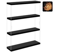 Nonemey Vitrina Expositora Transparente con Base de Madera, 2/3 Niveles Cajas de Metacrilato de Almacenaje, Antipolvo Vitrina Pared Caja Organizadora para Colecciones (Negro, 30*8.5*37.8 cm)