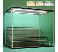 Nonemey Vitrina Expositora Transparente con Luz Led,2/3/4/5/6 Niveles Cajas de Metacrilato de Almacenaje,Antipolvo Caja Organizadora,Vitrina Acrílica para Colecciones (Negro, 6Tier-49*30*40 cm)