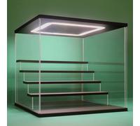 Nonemey Vitrina Expositora Transparente con Luz Led,2/3/4/5/6 Niveles Cajas de Metacrilato de Almacenaje,Antipolvo Caja Organizadora,Vitrina Acrílica para Colecciones (Negro, 5Tier-31.5*31*30 cm)