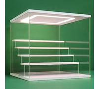 Nonemey Vitrina Expositora Transparente con Luz Led,2/3/4/5/6 Niveles Cajas de Metacrilato de Almacenaje,Antipolvo Caja Organizadora,Vitrina Acrílica para Colecciones (Blanco, 5Tier-31.5*31*30 cm)