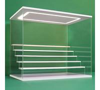 Nonemey Vitrina Expositora Transparente con Luz Led,2/3/4/5/6 Niveles Cajas de Metacrilato de Almacenaje,Antipolvo Caja Organizadora,Vitrina Acrílica para Colecciones (Blanco, 6Tier-49*30*40 cm)