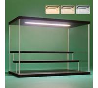 Nonemey Vitrina Expositora Transparente con Luz Led,2/3/4/5/6 Niveles Cajas de Metacrilato de Almacenaje,Antipolvo Caja Organizadora,Vitrina Acrílica para Colecciones (Negro, 3Tier-31.5*18*23 cm)