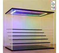 Nonemey Vitrina Expositora Transparente con Luz Led de Colores,3/4/5/6 Niveles Cajas de Metacrilato,Antipolvo Caja Organizadora,Vitrina Acrílica para Colecciones (Negro, 6Tier-49*30*40 cm)