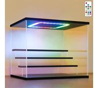 Nonemey Vitrina Expositora Transparente con Luz Led de Colores,3/4/5/6 Niveles Cajas de Metacrilato,Antipolvo Caja Organizadora,Vitrina Acrílica para Colecciones (Negro, 4Tier-31.5*24.5*26.5 cm)