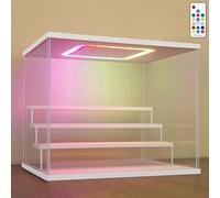 Nonemey Vitrina Expositora Transparente con Luz Led de Colores,3/4/5/6 Niveles Cajas de Metacrilato,Antipolvo Caja Organizadora,Vitrina Acrílica para Colecciones (Blanco, 6Tier-49*30*40 cm)