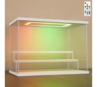 Nonemey Vitrina Expositora Transparente con Luz Led de Colores,3/4/5/6 Niveles Cajas de Metacrilato,Antipolvo Caja Organizadora,Vitrina Acrílica para Colecciones (Blanco, 6Tier-49*30*40 cm)