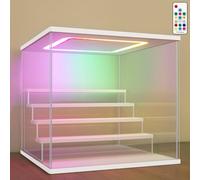 Nonemey Vitrina Expositora Transparente con Luz Led de Colores,3/4/5/6 Niveles Cajas de Metacrilato,Antipolvo Caja Organizadora,Vitrina Acrílica para Colecciones (Blanco, 6Tier-49*30*40 cm)