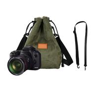 NONGYU Bolsa para cámara con cordón, bolsa de almacenamiento para lentes, correa de hombro ajustable portátil para fotógrafos, bolsa de viaje para cámara réflex digital, Silver, Green