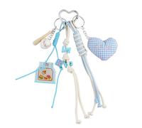 NONGYU Bonito llavero con colgante de cuerda trenzada con cuentas de corazón, para mochila, bolso, bolso, decoración, adorno colgante, Q1796 1