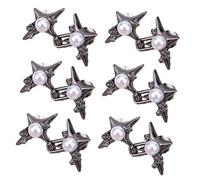 NONGYU Broche para apretar la cintura con perlas de estrella cruzada para pantalones, cierre de botón, broche de clip para la cintura, 3/6 piezas