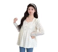 NONGYU Camisetas de maternidad transpirables de moda de manga larga y estilo versátil que esperan madres para sesiones de fotos y oficina, albaricoque, XL