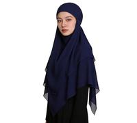 NONGYU Chal de poliéster de doble capa para la cabeza, turbantes para estilos globales, preferencias y tendencias, azul marino, Talla única