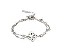 NONGYU Dije geométrico de nudo de bruja para mujer, cadena de acero inoxidable, brazaletes de amor, joyería de nudo de bruja para hombre, amuleto para hombre, doble capa, talla única, como se describe