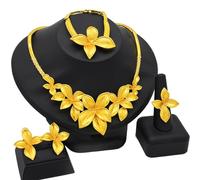 NONGYU Elegante juego de joyas para novia con collar de moda y aretes de clip en oro elegante accesorio de joyería