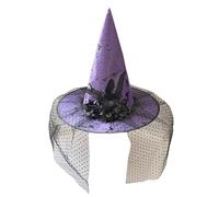 NONGYU Elegante sombrero tipo bruja con acento de flores para fiesta de Halloween para eventos temáticos o trajes diarios de bruja para juegos de rol
