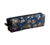 NONGYU Estuche de lino y algodón ligero con bordado de flores retro, organizador de bolígrafos para escuela, oficina, viajes, bolsas de tela china tradicional, Brocado verde roca, Mass Beauty