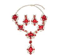 NONGYU Exquisitos conjuntos de joyas de cristal, hermosas piedras preciosas de cristal, juego de collar y aretes para estilos modernos y únicos, aretes y collares de moda