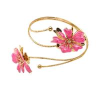 NONGYU Joyería elástica de brazo floral hecha con aleación fácil de usar para los amantes de la moda sostenible y un aspecto único estratificado de flores, One Size, como se describe