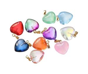 NONGYU Juego de 10 colgantes acrílicos de corazón, suministros para hacer joyas, accesorios artísticos para manualidades, adecuados para colgantes acrílicos en forma de corazón, talla única, como se