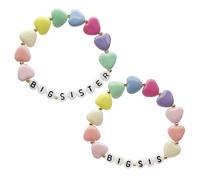 NONGYU Juego de 2 pulseras elegantes de cuentas acrílicas con letras para hermanas o hermanas, talla única, como se describe