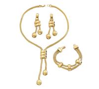 NONGYU Juego de 3 piezas de collar y aretes geométricos ligeros con cadena ajustable para varias ocasiones de atuendos, borlas y aretes de moda