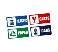 NONGYU Juego de 8 calcomanías adhesivas de PVC para clasificación de residuos de basura, coloridas, resistentes a la intemperie, etiquetas de reciclaje, etiquetas de reciclaje, juego de calcomanías de