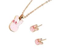 NONGYU Juego de collar y aretes de conejo de moda para mujeres y niños, adecuado para varias ocasiones, uso casual, personaliza joyas de regalo, talla única, como se describe, como se describe