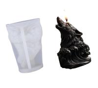 NONGYU Molde de silicona de animales para hacer velas de cabeza de lobo hecho a mano, jabón, aromaterapia, molde de resina con velas