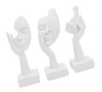 NONGYU Paquete de 3 lujosas estatuas abstractas de resina de pensadores que no oyen, ven no hablan, para sala de estar, uso decorativo, figuras de resina