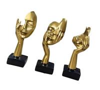NONGYU Paquete de 3 lujosas estatuas abstractas de resina de pensadores que no oyen, ven no hablan, para sala de estar, uso decorativo, figuras de resina