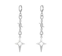 NONGYU Pendientes de aro de aleación gótica misteriosa con cuatro puntas de estrella/espinas, joyería para entusiastas de la moda y creadores de tendencias