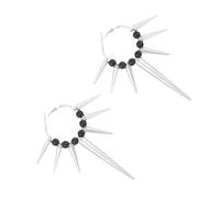 NONGYU Pendientes de aro de aleación gótica misteriosa con cuatro puntas de estrella/espinas, joyería para entusiastas de la moda y creadores de tendencias