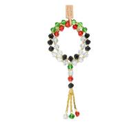 NONGYU Ramadanes de cristal artificial con bandera triangular, flecos, joyería religiosa, borlas de mano, cadena de cristal artificial multicolor, talla única, como se describe