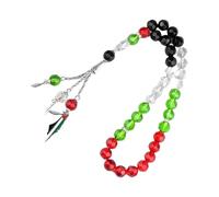 NONGYU Ramadanes de cristal artificial con bandera triangular, flecos, joyería religiosa, borlas de mano, cadena de cristal artificial multicolor, talla única, como se describe